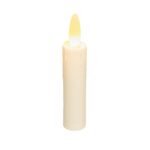 Ładowalna LED świeca stołowa DORSETTO 97 mm w kolorze kremowym, z żółto-pomarańczowym płomieniem LED, ustawiona pionowo na białym tle.