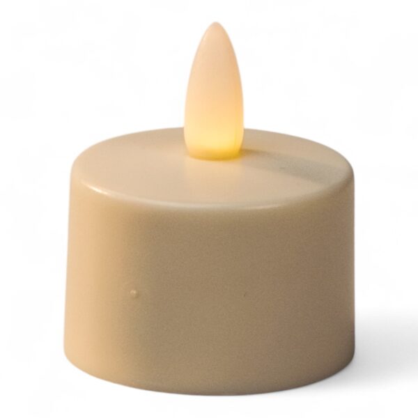 Home 6 Pojedynczy wodoodporny LED tealight DORSETTO IP68 w kolorze ciepłej bieli, realistyczny płomień, białe tło